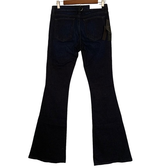 Paper Denim Waxy Resin Jeans Low Rise Flare Coated Dark Wash Jeans Sz 28 - Picture 2 of 12